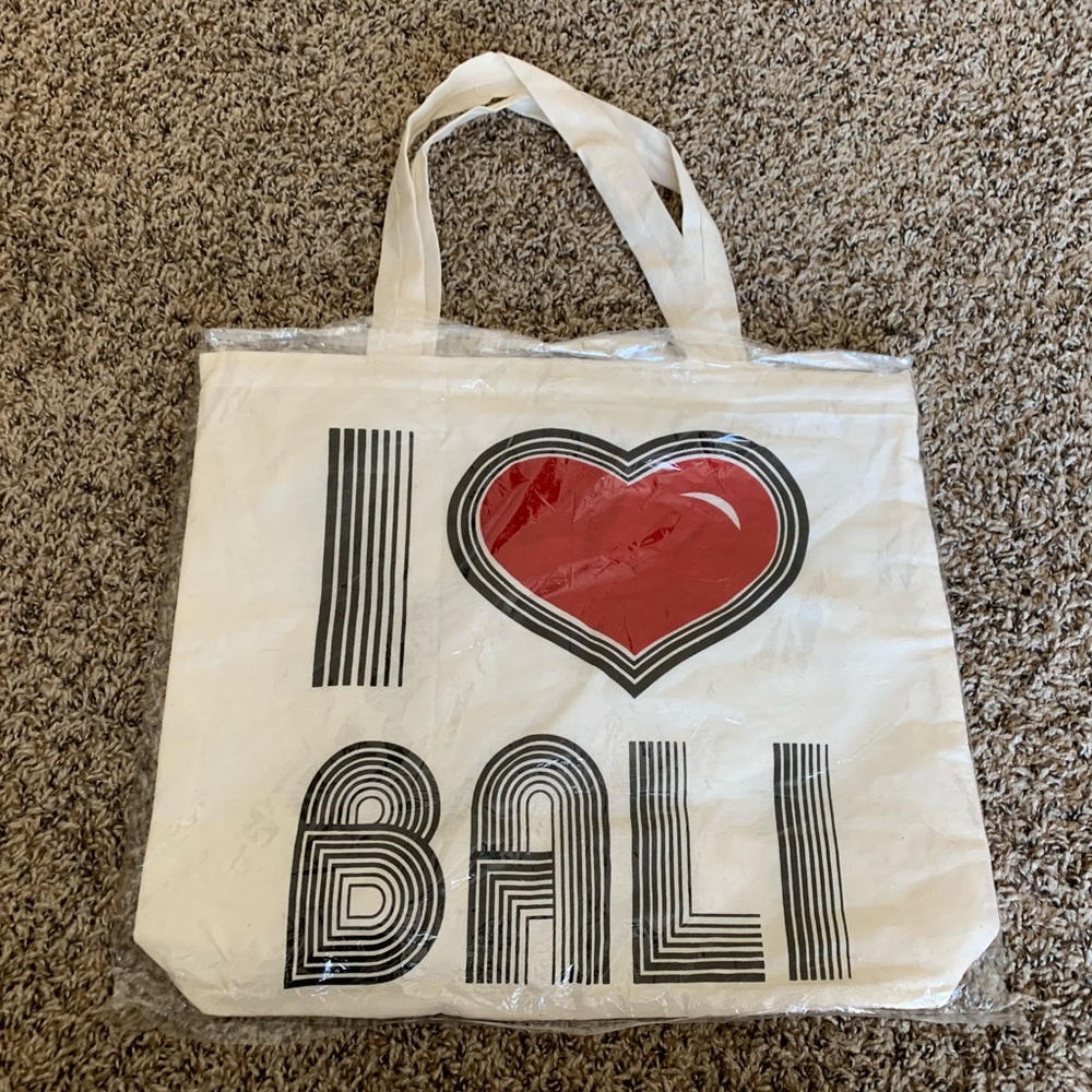 Reusable Tote Bag with Zipper. I ❤️ Bali bag.